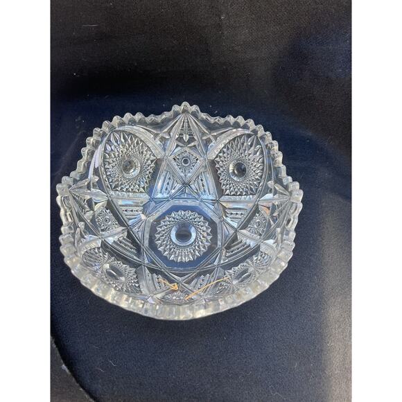 Vintage American Brillant Saw Tooth Cut Glass Crystal Serving Bowl - Picture 3 of 10